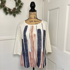 Anthropologie One September Pleated Brushstrokes Top